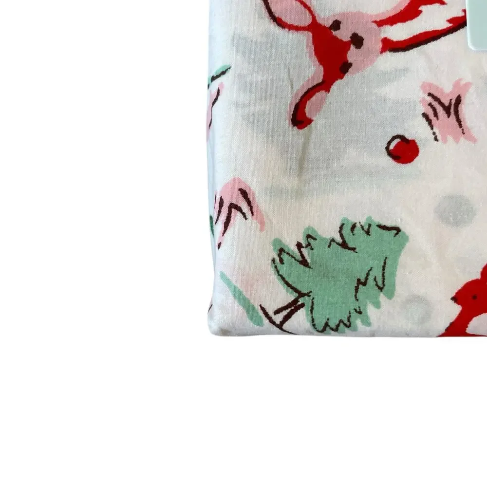 Cath Kidston London 4pc QUEEN Sheet Set Christmas Ditsy Deer Pink Cotton NEW